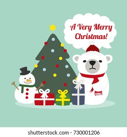 Christmas Greeting Card with little bear.