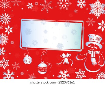 Christmas greeting card made in red hues, hand drawing vector illustration