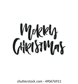 Christmas greeting card made in vector. Perfect handmade lettering for holiday decorations. Trendy New Year design. Handdrawn design elements for perfect cards and invitations.