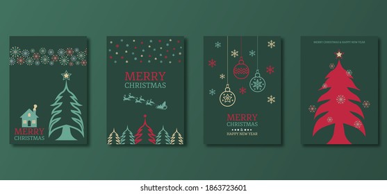 Christmas greeting card. Marry Christmas and Happy new year 2021. Vector illustration