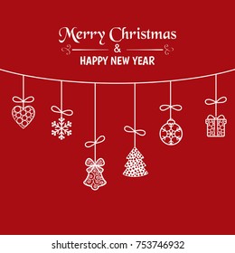 Christmas greeting card with merry christmas design elements.