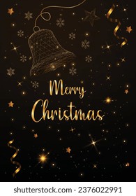 Christmas greeting card. Merry christmas frame golden style V.1