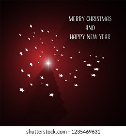 Christmas Greeting Card. Merry Christmas and Happy New Year lettering, vector illustration