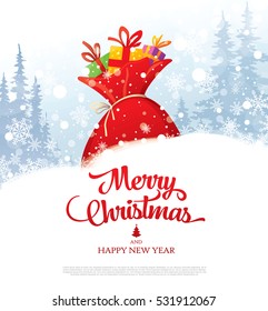 Christmas greeting card. Merry Christmas and happy new year