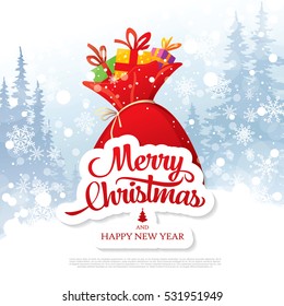Christmas greeting card. Merry Christmas and happy new year
