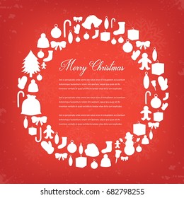 Christmas greeting card with merry christmas and happy new year wishes. Christmas design elements. Vector illustration