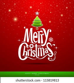 Christmas Greeting Card. Merry Christmas lettering, vector illustration