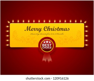 Christmas Greeting Card. Merry Christmas lettering, vector illustration