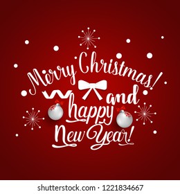 Christmas Greeting Card. Merry Christmas lettering, vector illustration.