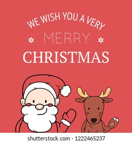 Christmas Greeting Card. Merry Christmas lettering, vector illustration
