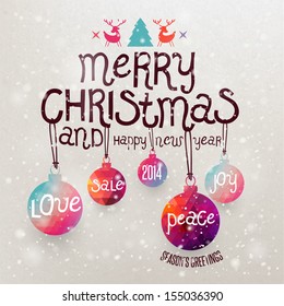 Christmas Greeting Card. Merry Christmas lettering