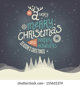 Christmas Greeting Card. Merry Christmas lettering