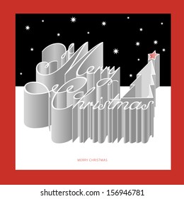 Christmas Greeting Card. Merry Christmas lettering, vector illustration 