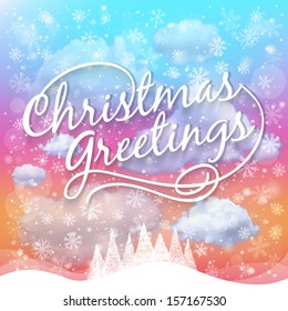 Christmas Greeting Card. Merry Christmas lettering 