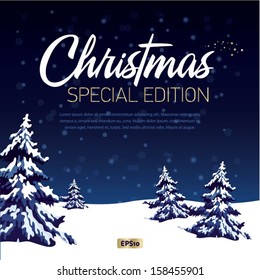 Christmas Greeting Card. Merry Christmas lettering, vector illustration