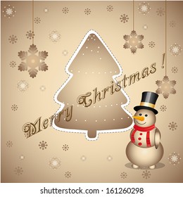 Christmas Greeting Card. Merry Christmas lettering, vector illustration