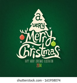 Christmas Greeting Card. Merry Christmas lettering 