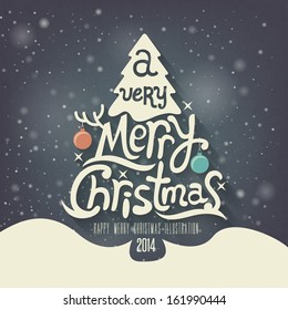 Christmas Greeting Card. Merry Christmas lettering 