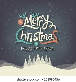 Christmas Greeting Card. Merry Christmas lettering 