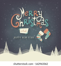 Christmas Greeting Card. Merry Christmas lettering