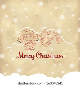 Christmas Greeting Card. Merry Christmas lettering, vector illustration