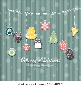Christmas Greeting Card. Merry Christmas lettering, vector illustration
