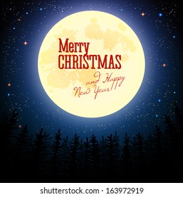 Christmas greeting card. Merry Christmas lettering in vintage style.