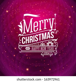 Christmas greeting card. Merry Christmas lettering in vintage style.
