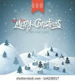 Christmas Greeting Card. Merry Christmas lettering. 