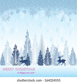 Christmas Greeting Card. Merry Christmas lettering, vector illustration