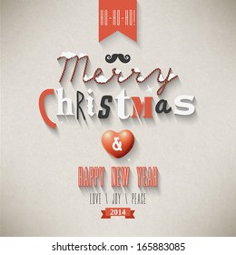 Christmas Greeting Card. Merry Christmas lettering. 