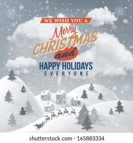 Christmas Greeting Card. Merry Christmas lettering.