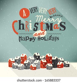 Christmas Greeting Card. Merry Christmas lettering. 