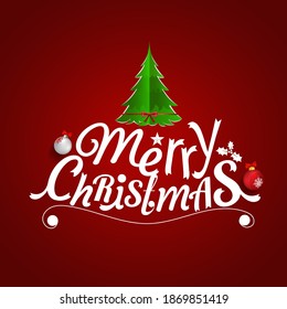 Merry Christmas Letteringvector Illustrationisolated Calligraphic Text ...