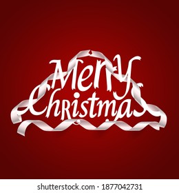 Christmas Greeting Card. Merry Christmas lettering, vector illustration