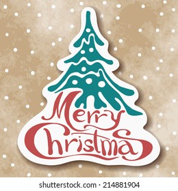 Christmas Greeting Card. Merry Christmas lettering, vector illustration 