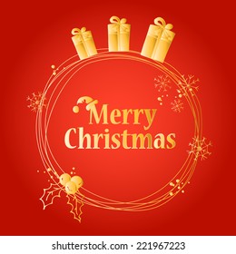 Christmas Greeting Card, Merry Christmas lettering, vector illustration