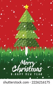 Christmas Greeting Card. Merry Christmas lettering, vector illustration