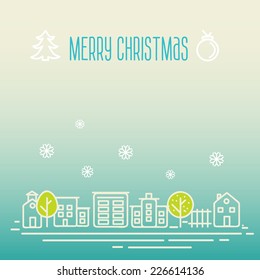 Christmas Greeting Card. Merry Christmas lettering vector illustration