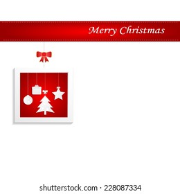 Christmas Greeting Card. Merry Christmas lettering, vector illustration 