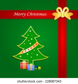 Christmas Greeting Card. Merry Christmas lettering, vector illustration 