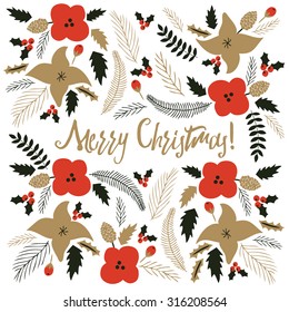 Christmas Greeting Card. Merry Christmas lettering