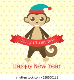 Christmas Greeting Card. Merry Christmas lettering, vector illustration
