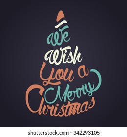 Christmas Greeting Card. Merry Christmas lettering. Typographical design.