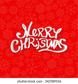 Christmas Greeting Card. Merry Christmas lettering, vector illustration