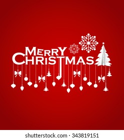 Christmas Greeting Card. Merry Christmas lettering, vector illustration
