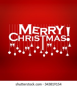 Christmas Greeting Card. Merry Christmas lettering, vector illustration