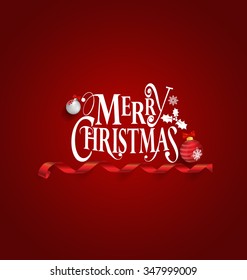 Christmas Greeting Card. Merry Christmas lettering, vector illustration