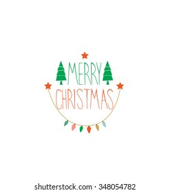 Christmas Greeting Card. Merry Christmas lettering, vector illustration