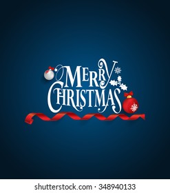 Christmas Greeting Card. Merry Christmas lettering, vector illustration